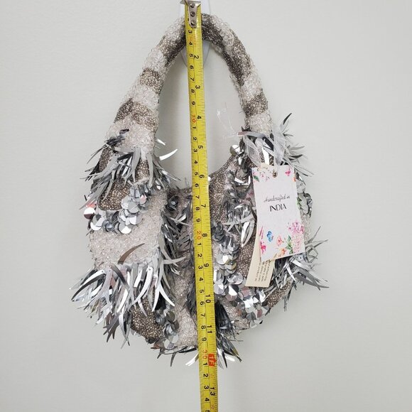 Handcrafted in India Beaded Bag TJMaxx Viral TikTok RARE White Silver Gray - Picture 15 of 16